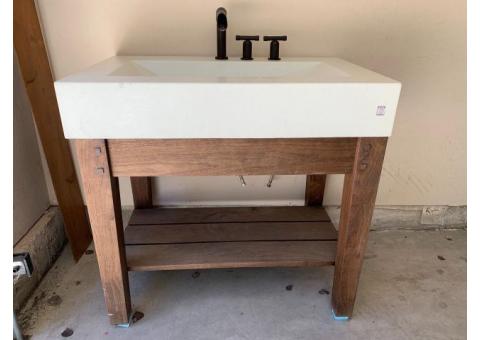 Sonoma Cast Concrete Sink with Vanity and Faucet