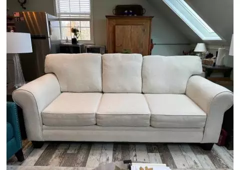 84” Like New Light Beige sofa